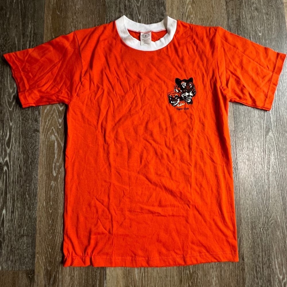 Boy Scouts of America Tiger Cub T-Shirt Adult Small Orange Ringer Graphic USA